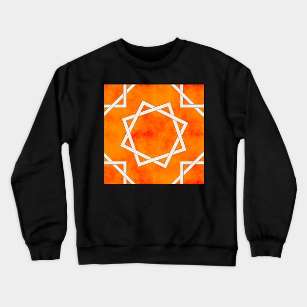 Octagrams on Orange Clouds Pattern Crewneck Sweatshirt by SolarCross